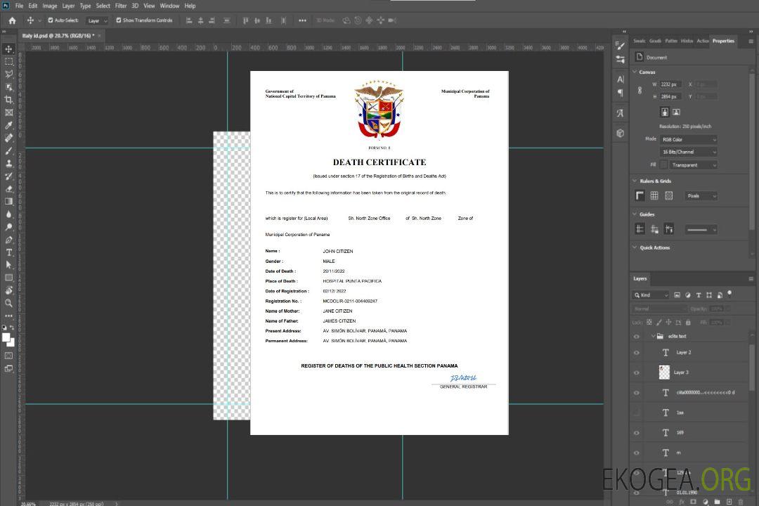 Modèle Word et PDF de certificat de décès du Panama template Modèle Word et PDF de certificat de décès du Panama template